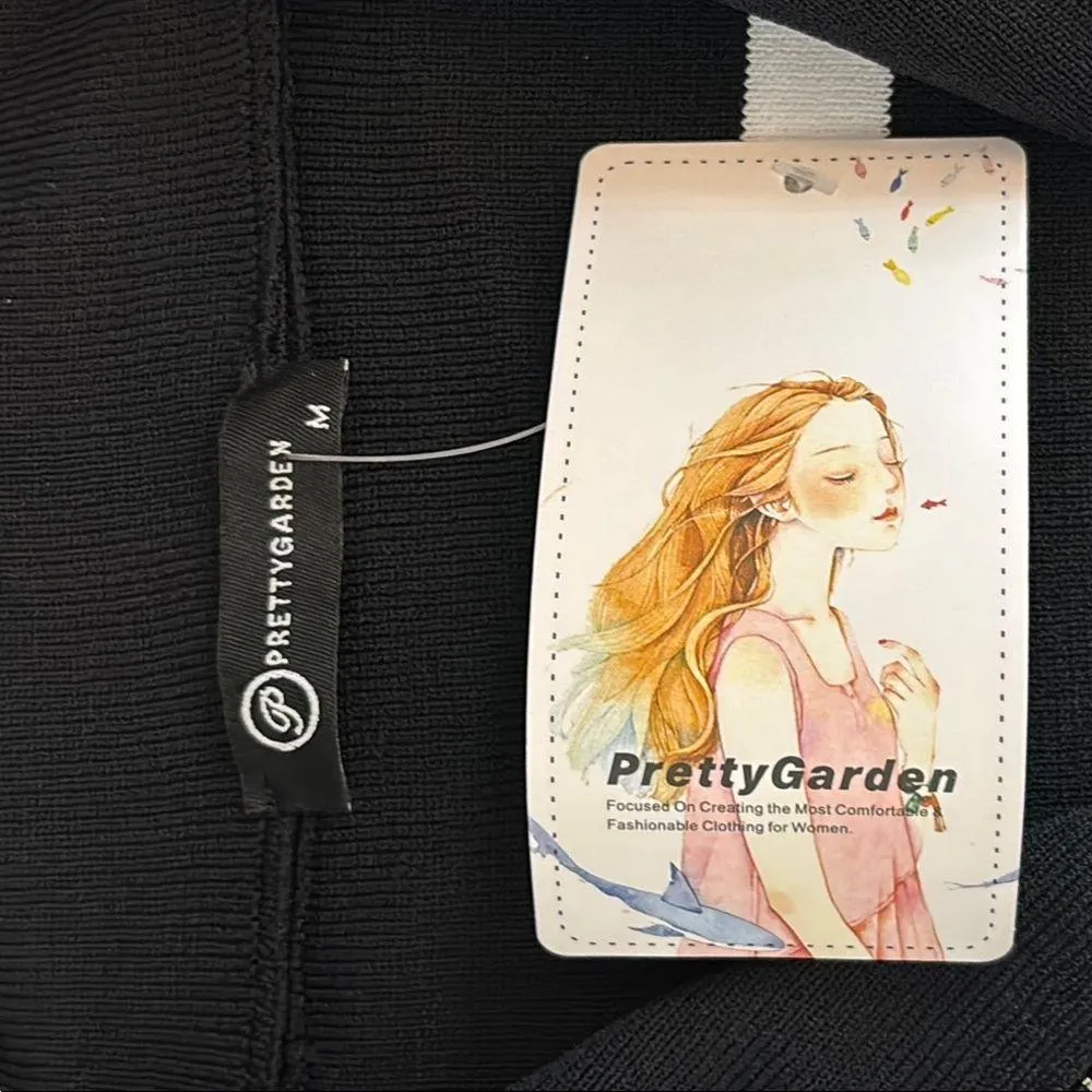 Pretty Garden Black and White Striped Zip-Up Vest Women Size Medium - Image 3