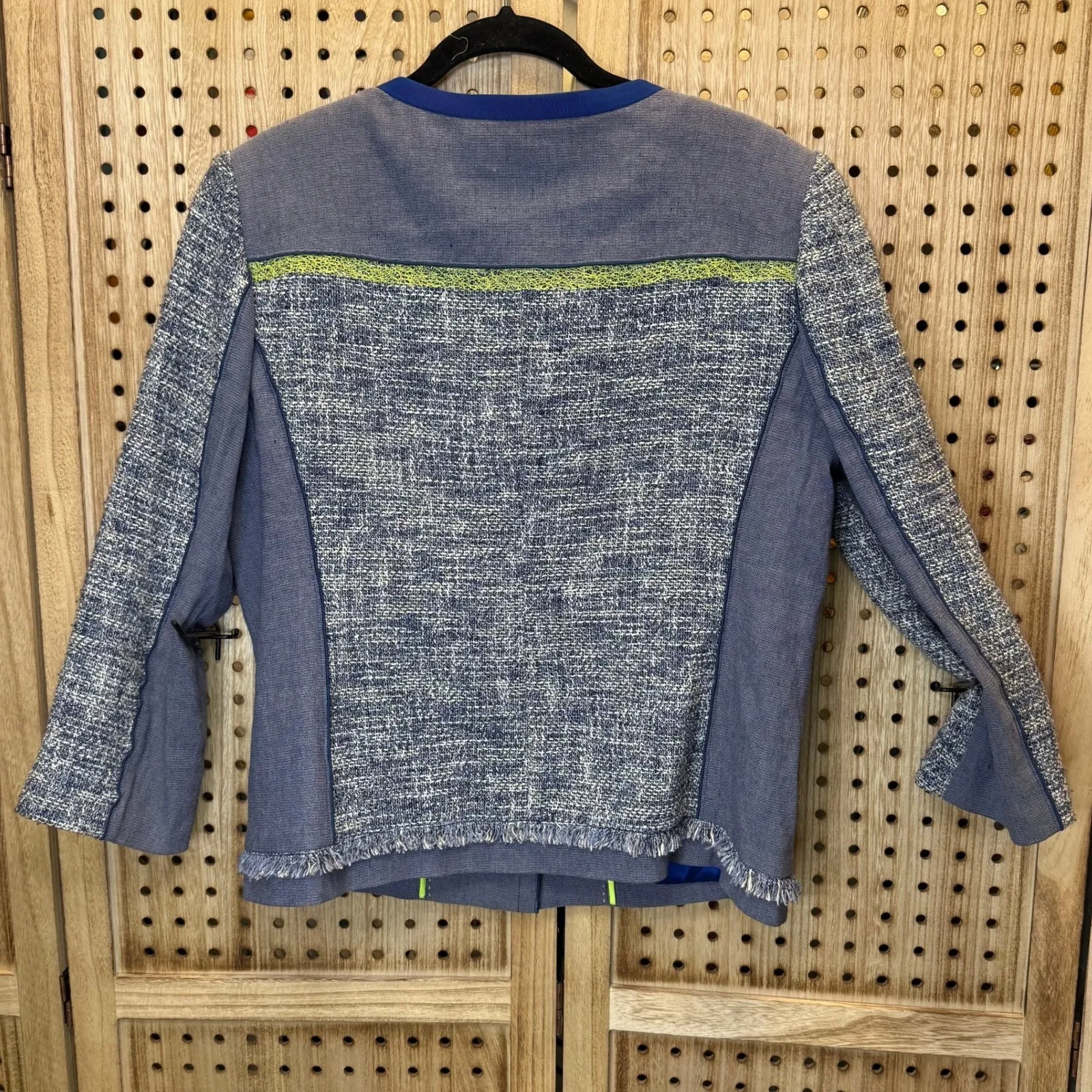 Elie Tahari Tweed‎ Trim Blazer Jacket Blue Neon Accent Women's (1007) - Image 2