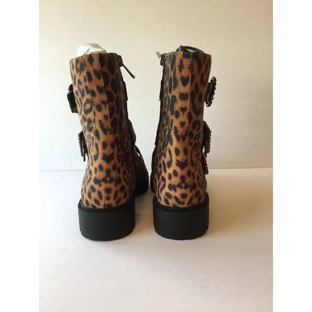 Jessica Simpson Leopard Print Kirlah Buckle Strap Lug Sole Combat Boots … - Image 10