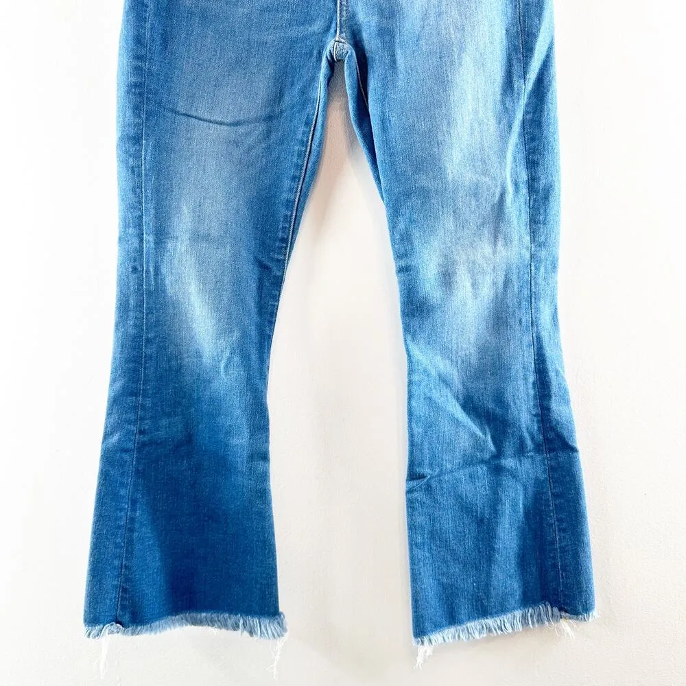 LOFT High Waist Flare Cropped Raw Hem Jeans Blue 2 / 26 - Image 7