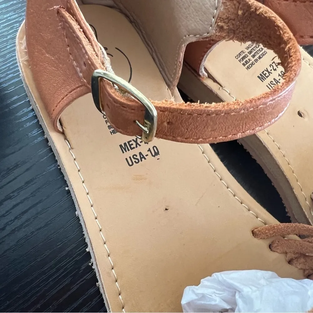 Mexican Huaraches embroidered Size 10 NEW Tan - Image 4