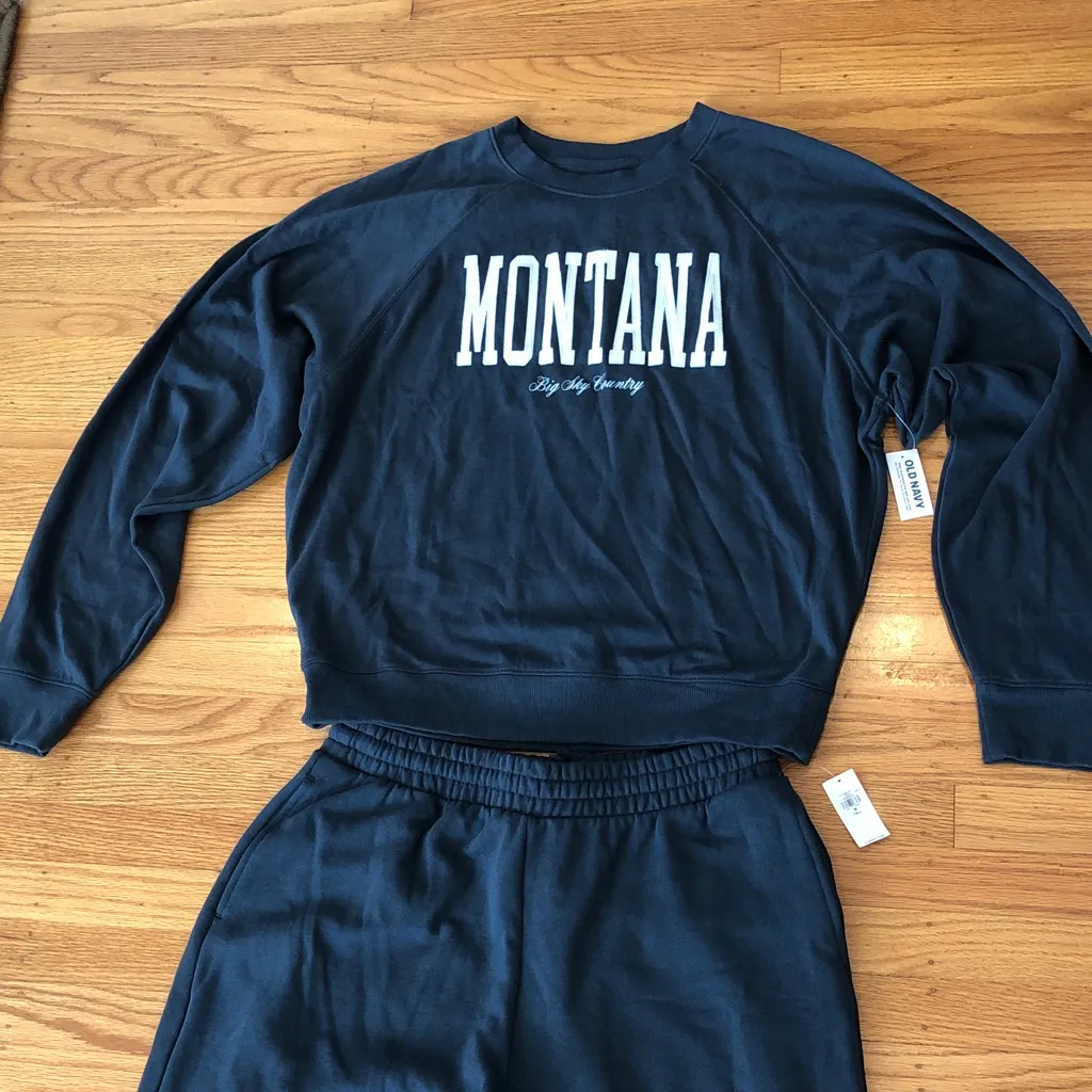 Old Navy Blue Wide Leg So Comfy Lounge Pants& Sweater set, Medium TALL - Image 3