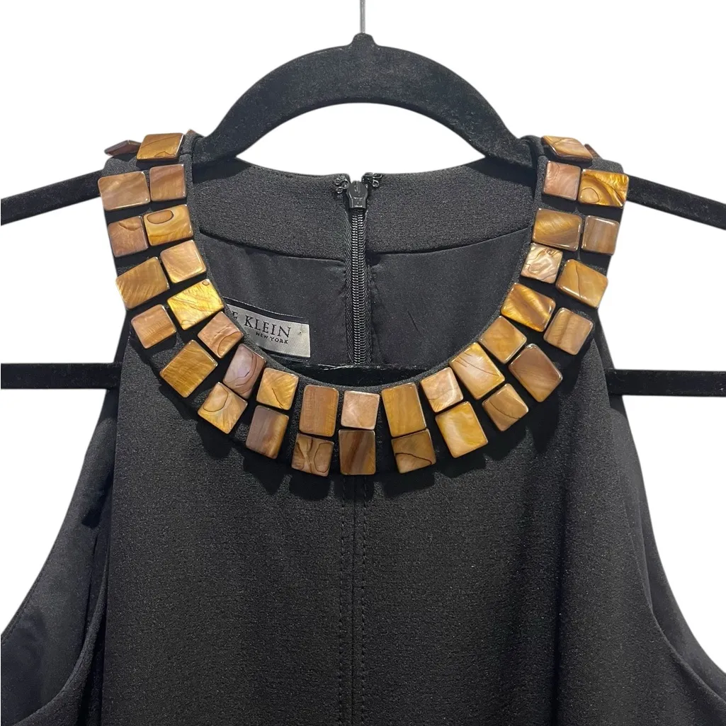 Anne Klein Black Sleeveless Mini Dress Tortoise Shell Detail - Image 3