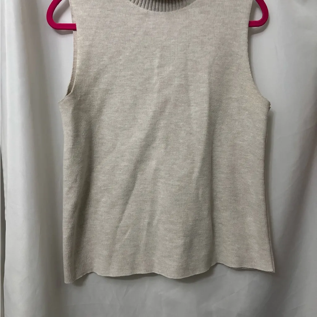 ZARA  Ribbed Cream Turtleneck Top - Image 3