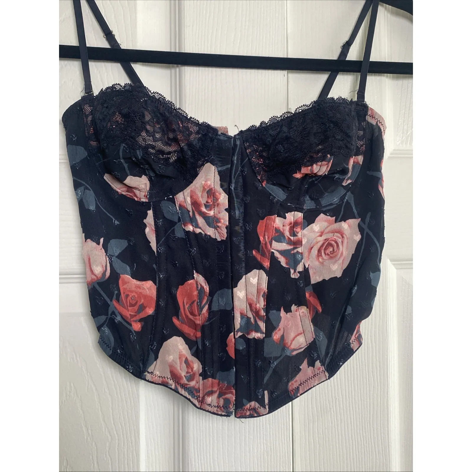 Out From Under Floral Corset Urban Outfitters Womens Small Dark Floral Romantic - Image 2