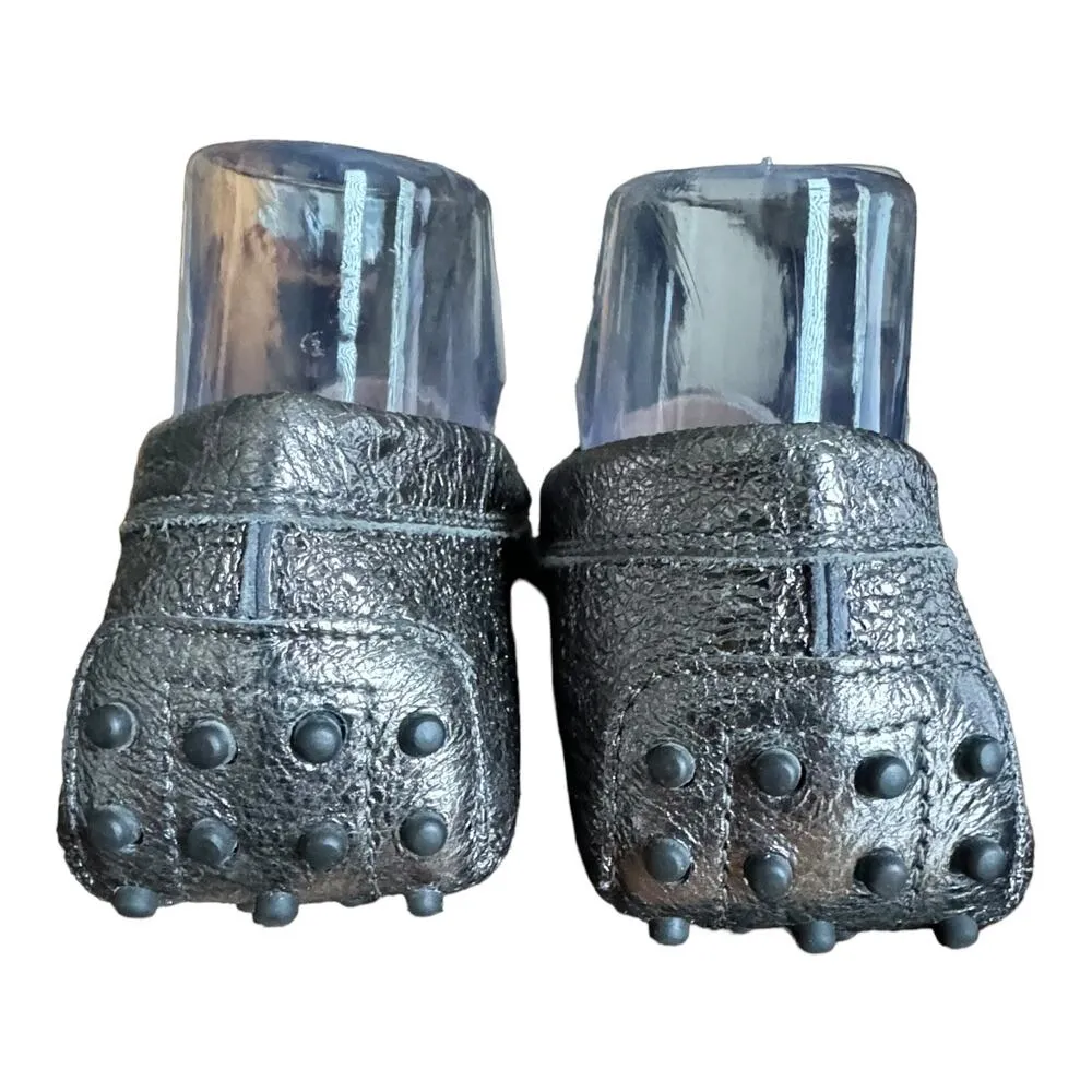 TOD'S Double T metallic cracked-leather loafers with dust bag size 9 (39) - Image 11