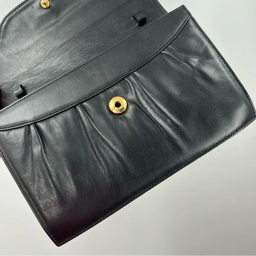 Bally Vintage Black Leather Clutch Purse - Image 7