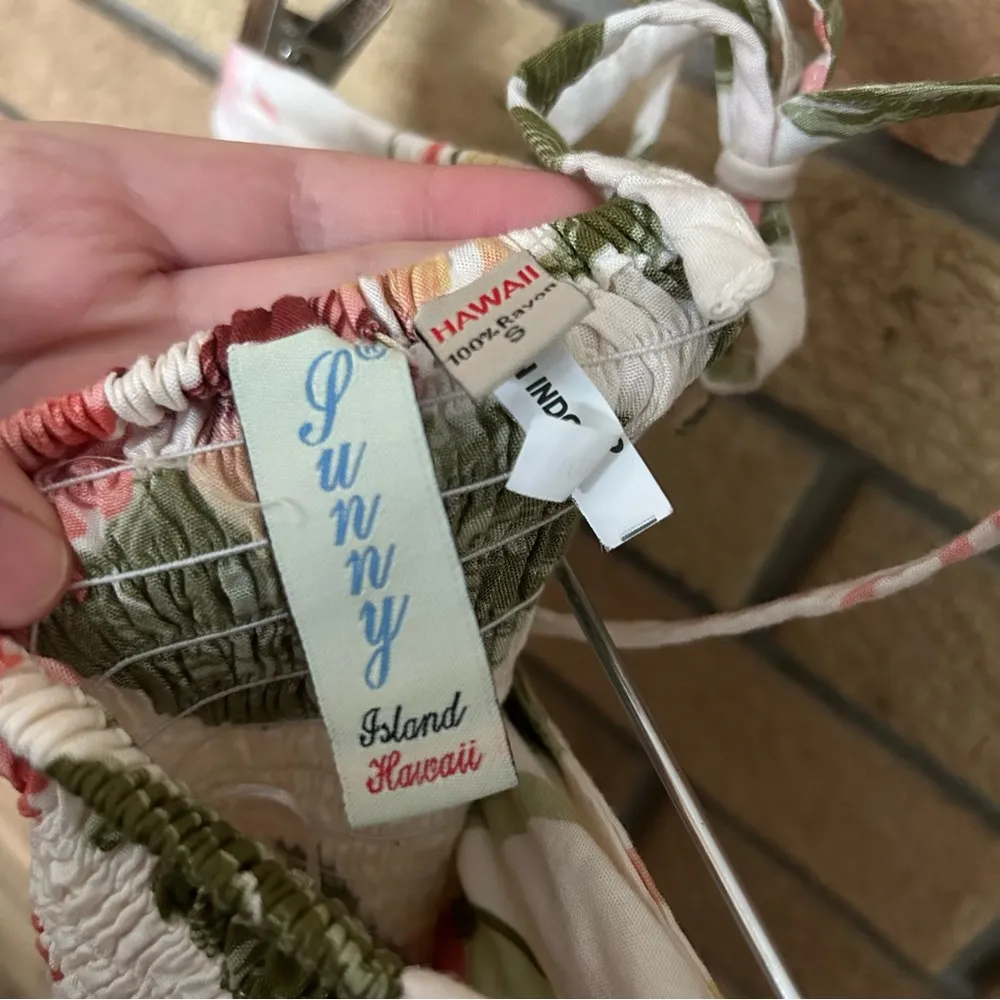 Sunny Island Hawaii Halter Midi Dress Floral Vacation Flowy Size Small White - Image 3