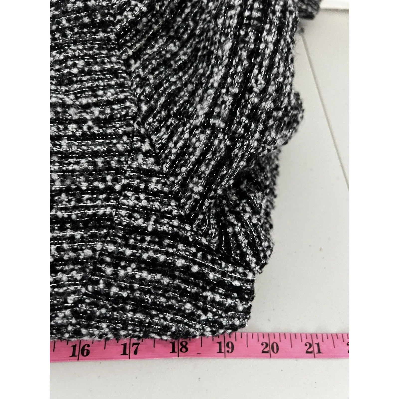 Zara Tweed‎ Blazer One Button Heather Gray Black Long Sleeve Pockets Size Large - Image 8