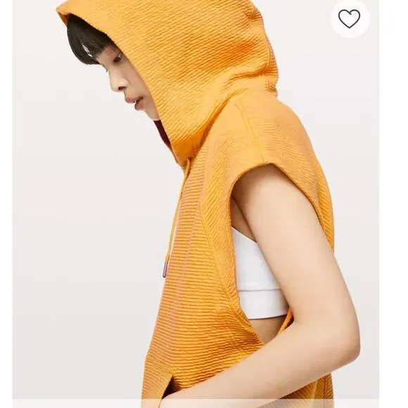 lululemon Womens Easy Going Hoodie Sleeveless Gold Hooded Size 10 Relaxed Fit - Image 2