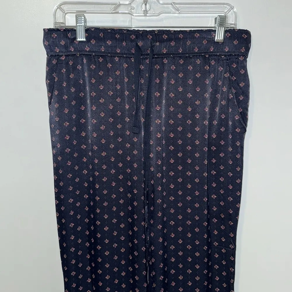 Ann Taylor LOFT Geo Fluid Drawstring Pants Navy Blue Satin Women’s 2 - Image 7