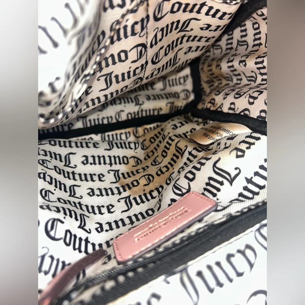 Juicy Couture Y2K Pink Monogram Backpack with Gold Heart Clasp - Image 9