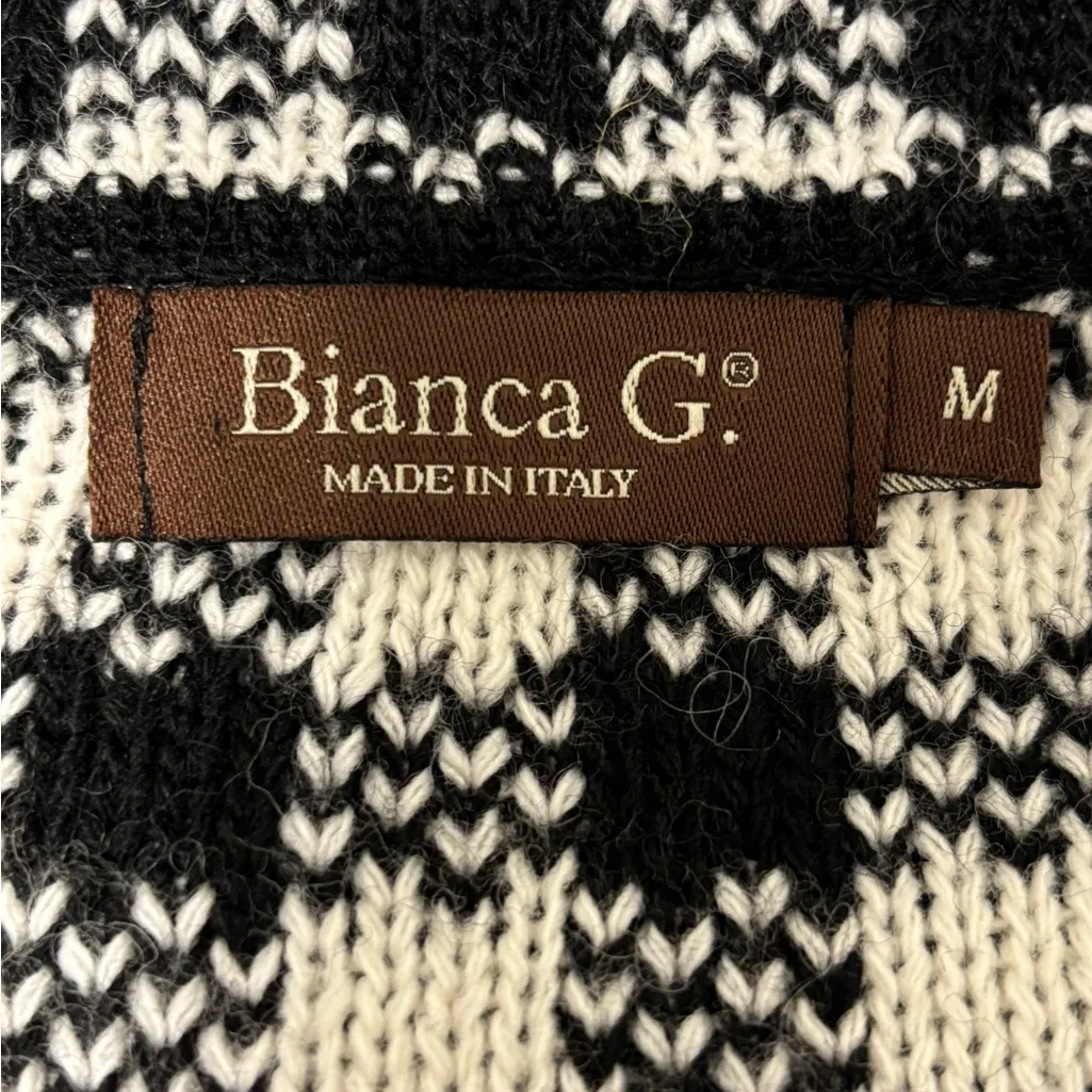 Bianca G. Black and White Checkered wool blend Cardigan Size Medium - Image 7