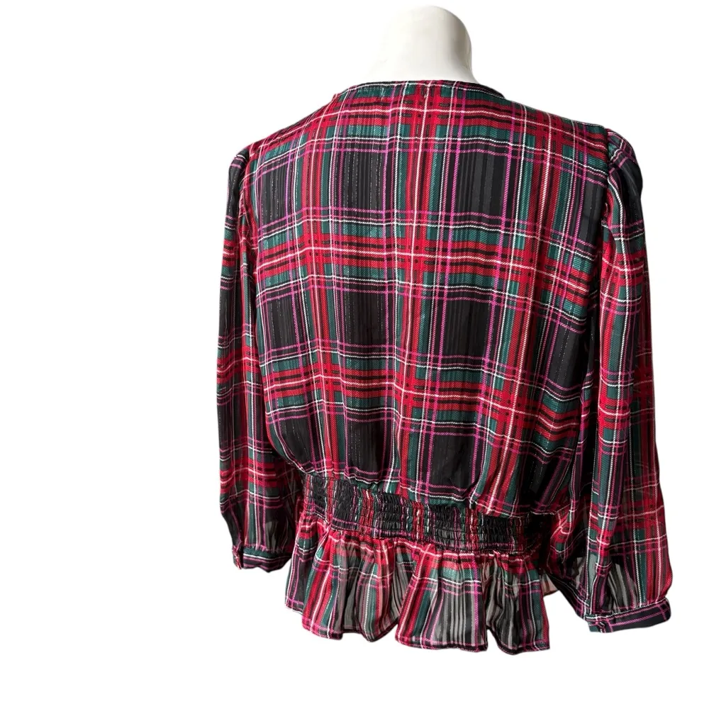 NWT, Riley & Rae Mix and Mingle Wrap Plaid Smock Top, Sz XL Red - Image 7