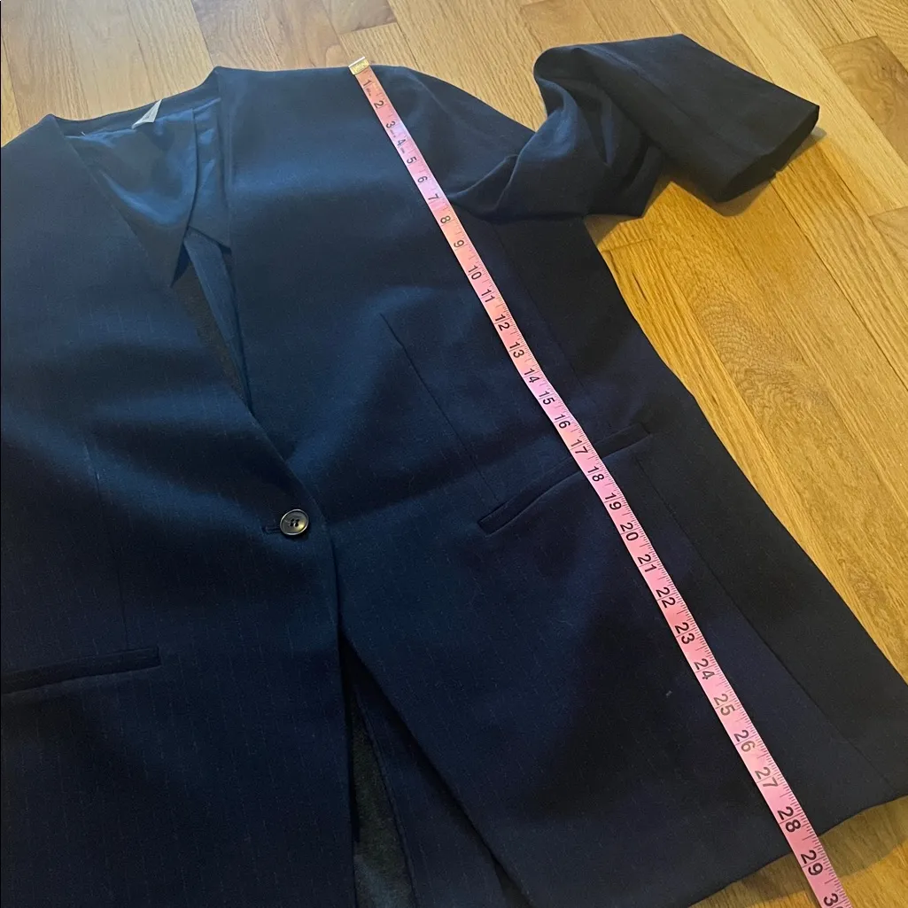Spanx Navy Blue The Perfect Collarless Blazer Sz L - Image 5