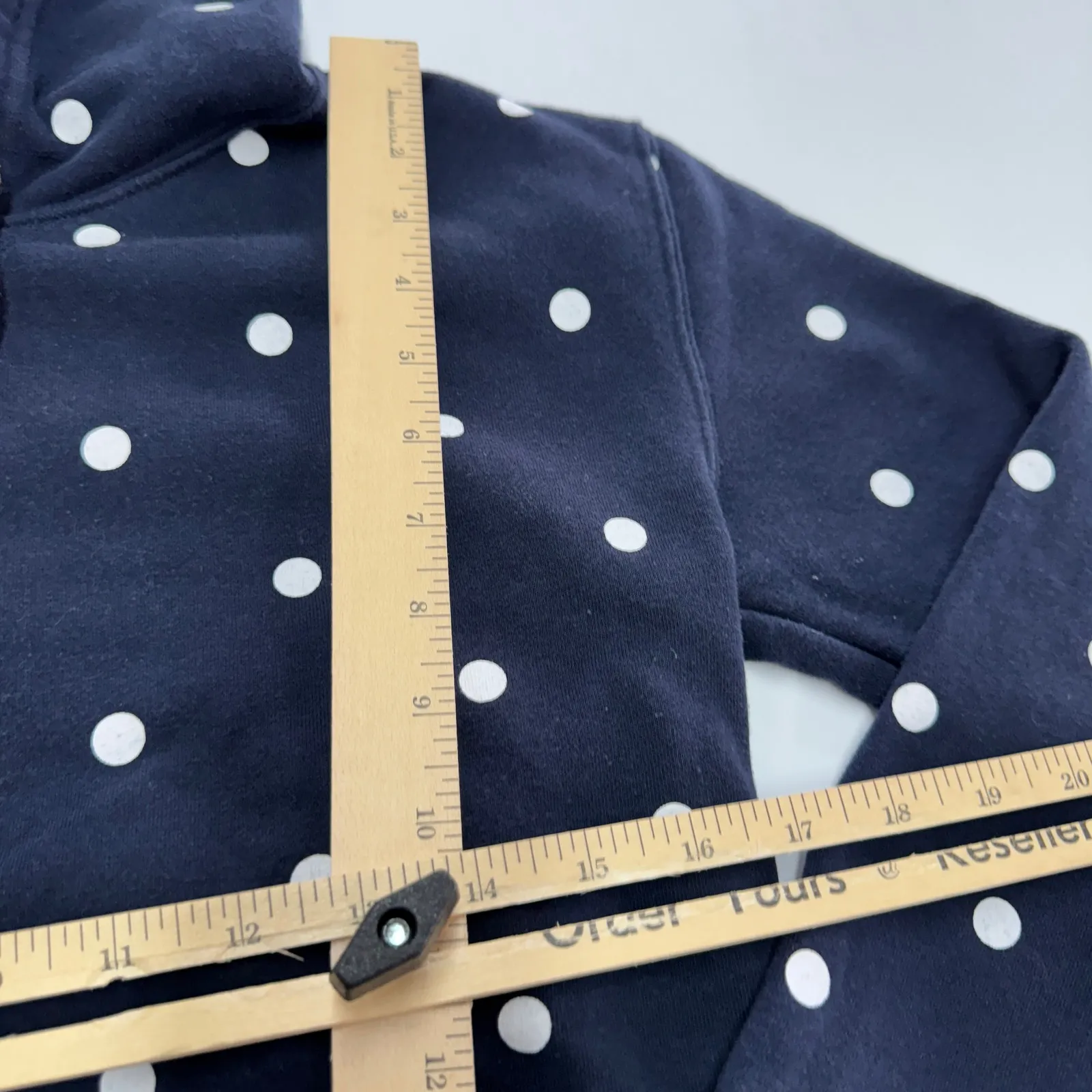 J.Crew Sweater Womens XX‎ Small Blue Polka Dot Fleece Pullover Hoodie - Image 10