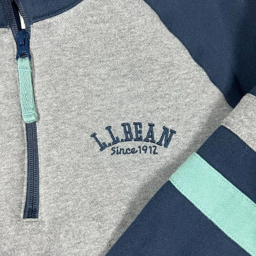 LL Bean 1912 Quarter Zip Sweatshirt Womens Size XL Blue Gray Turquoise - Image 3