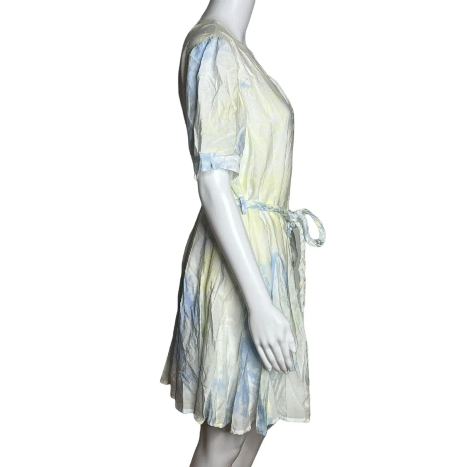 Entro‎ Dress Womens Large White Yellow Blue Tie Dye Shift Boho Peasant Colorful - Image 2