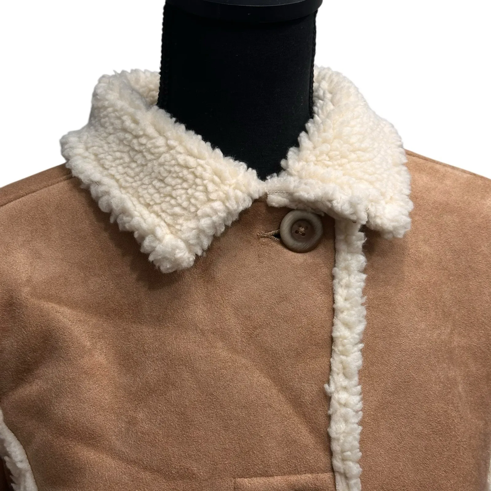 L.L. Bean Women's Size Small Faux Suede & Fur Lined Rancher Coat Gorpcore Jacket - Image 8