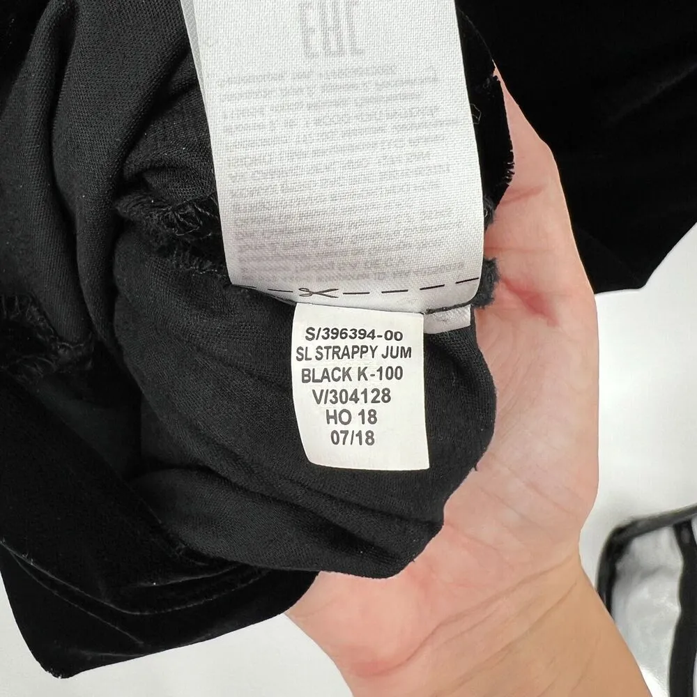 Banana Republic Black Strappy Velvet Jumpsuit V-Neck Straight Leg Women's Size 4 - Image 11