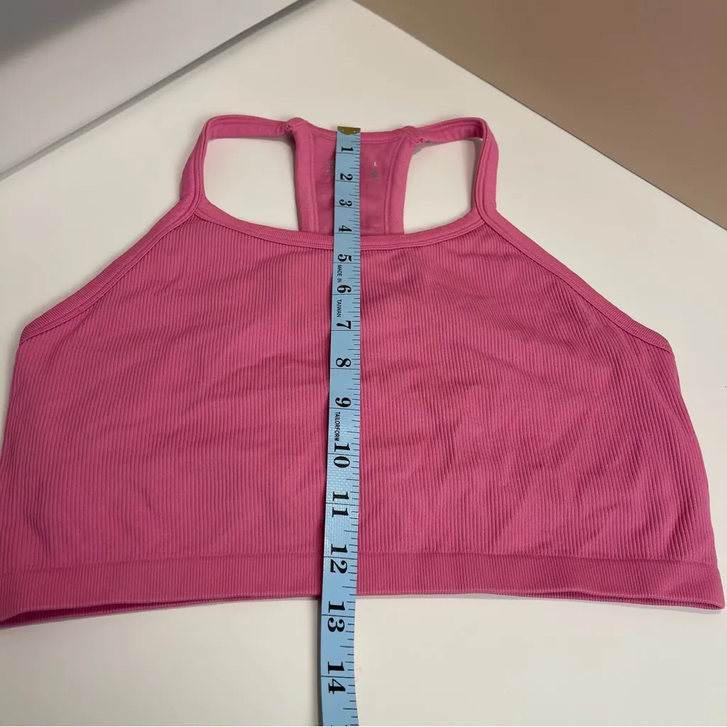 Jockey Pink Ribbed Sports Bra Size L Racerback Stretch Comfort Activewear Size L - Image 5