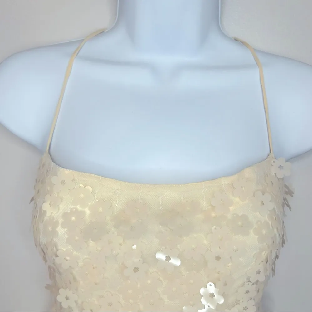 Cream Floral Sequined Bodysuit Size M NWT - Image 8