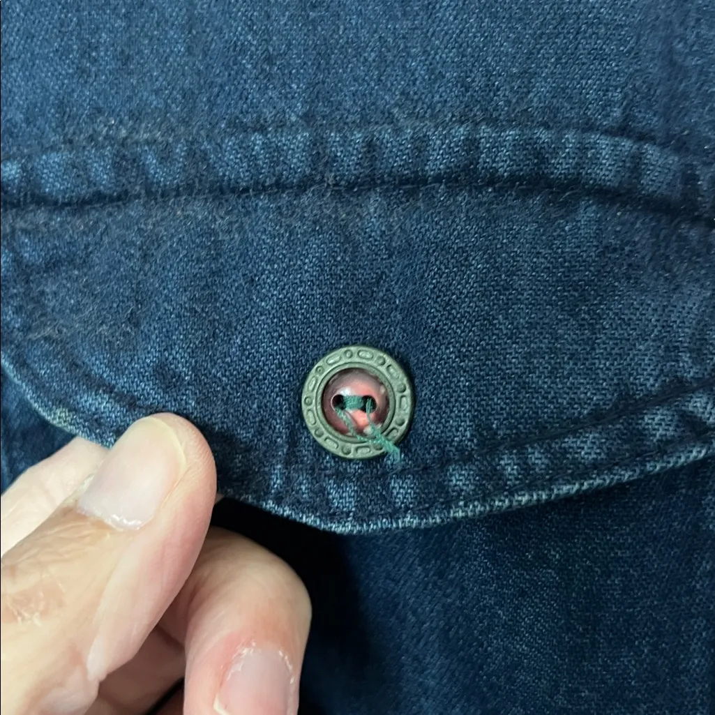 90s Studio Ease Cottagecore Vintage Denim Plaid Maxi Dress Long Sleeve Sz 10 Blue - Image 9