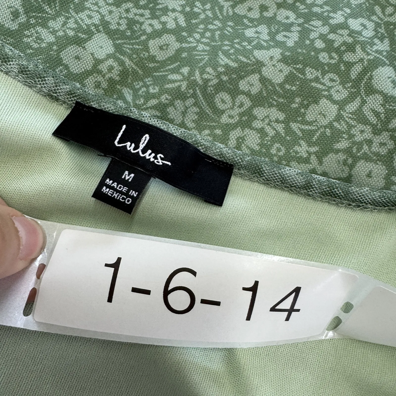 Lulus‎ Bodysuit Womens Medium Green Major Aesthetic Sage Green Ditsy Floral Mesh - Image 5