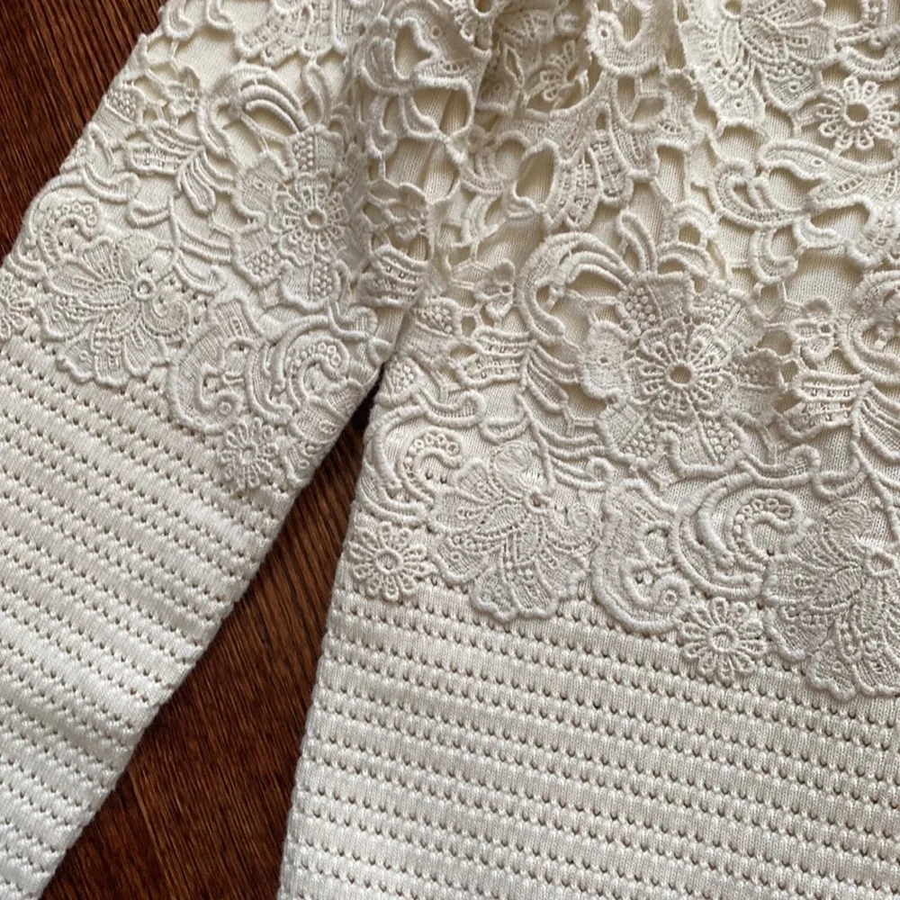 Cream Lace Knit Sweater - Image 4
