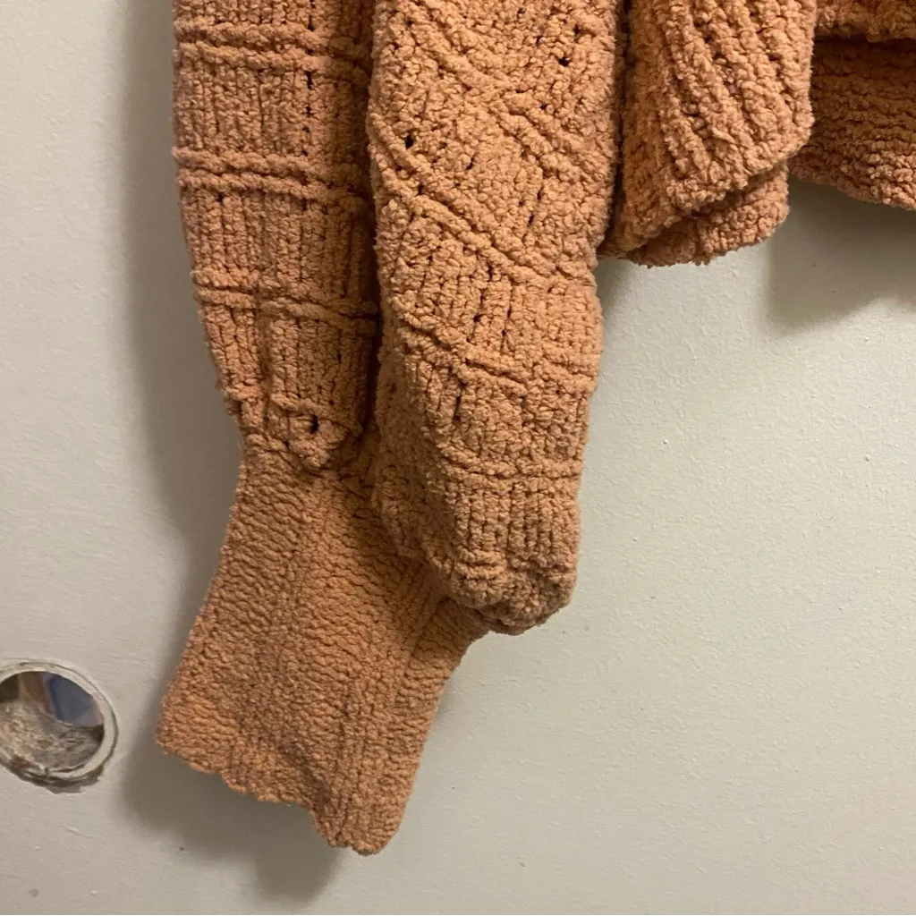 Free People Womens Be Yours Knit Sweater M 54” Oversized Caramel Brown Cowl Neck - Image 5