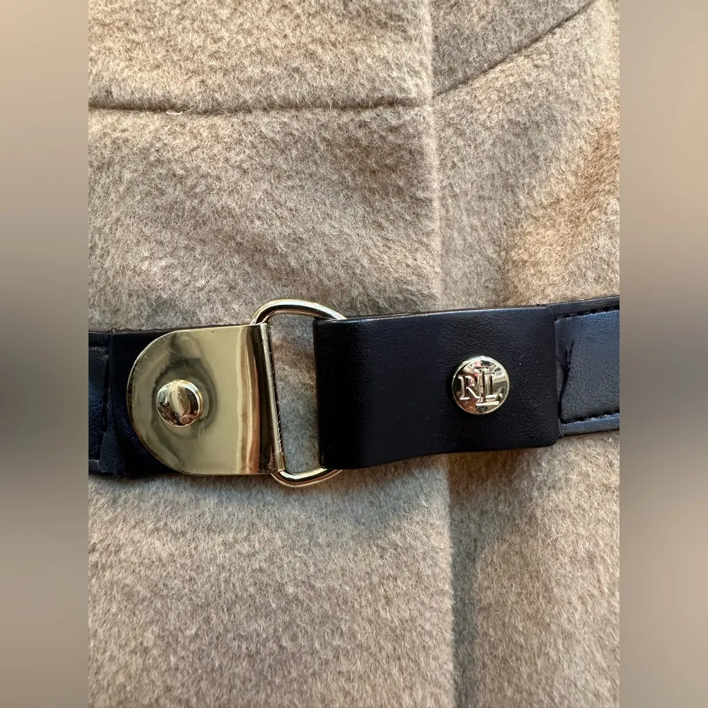 LRL Lauren Ralph Lauren Buckle-Front Walker Coat Wool Camel Color Size 12 Large - Image 10