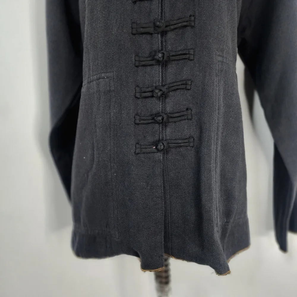 Tribe A United People Hemp Cotton Mandarin Style Jacket Black Size L - Image 3