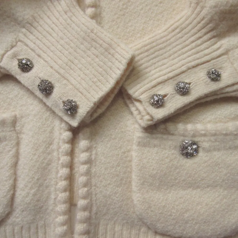 NWT J.Crew Odette Sweater Lady Jacket in Heather Muslin Jewel Button Cardigan M - Image 2