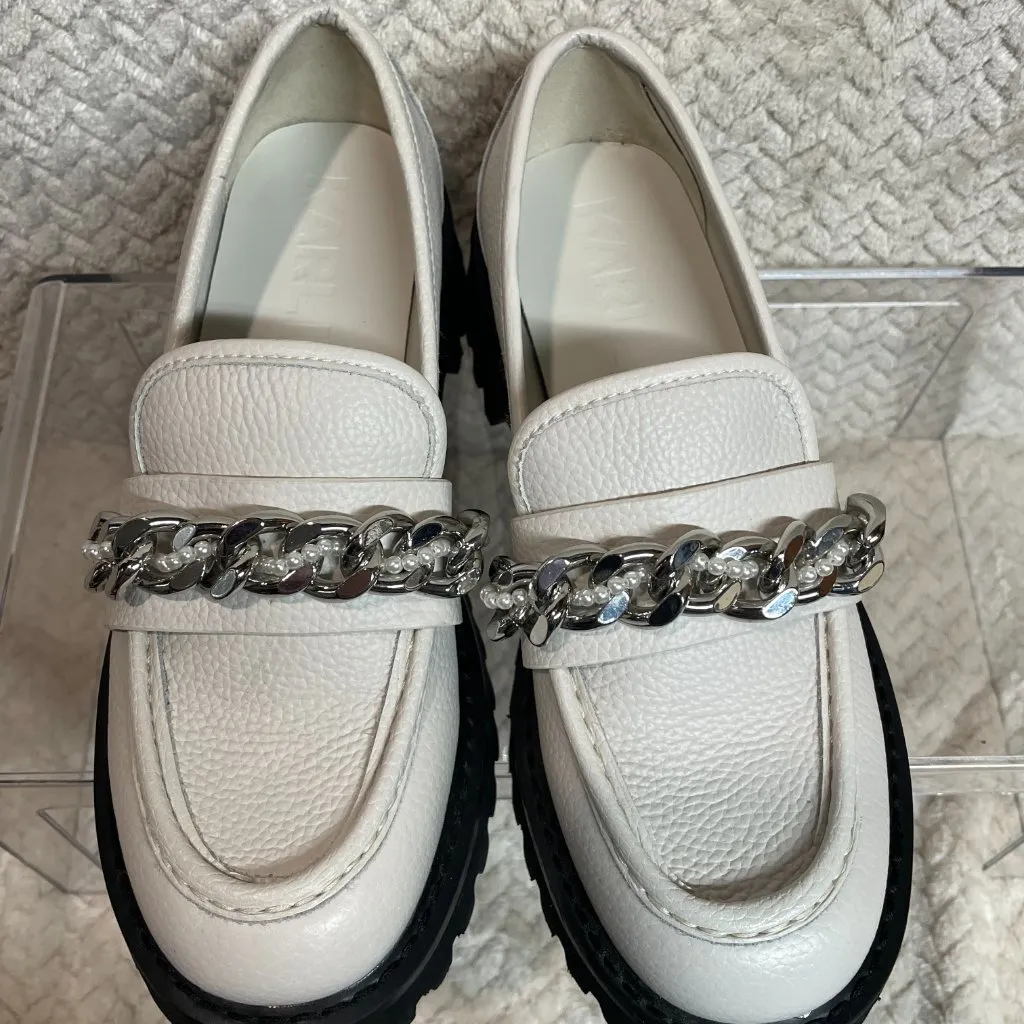 Karl Lagerfeld Paris Gemsy White Leather Loafers Womens Size 7M Preppy Classic - Image 4