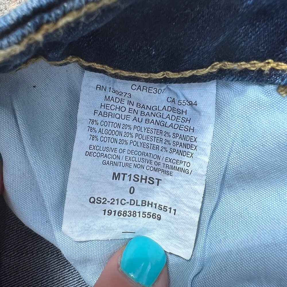 Wrangler 4 Inch Mid Rise Fray Denim Jean Shorts Size 0 - Image 5