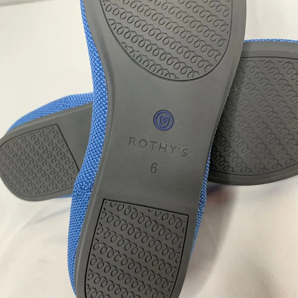 Rothy's Blue Knit Ballet Flats Red Striped Heel Sustainable Comfort Shoes Size 6 - Image 5