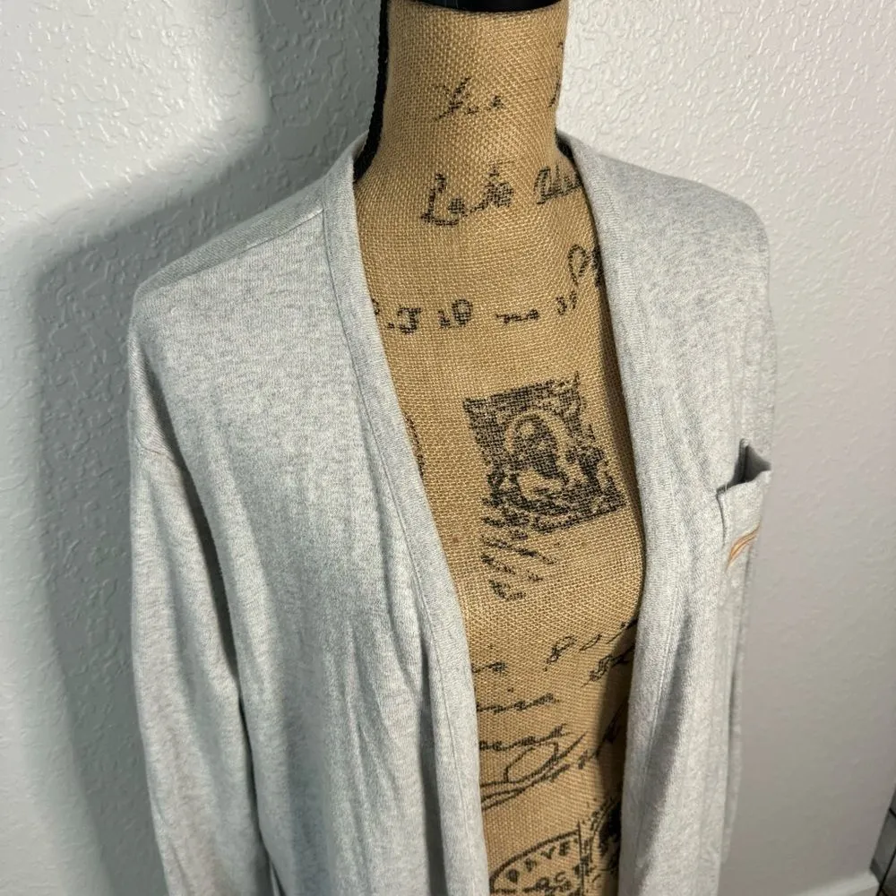 Madewell Grey Size M Rainbow Embroidered Cotton Robe NO BELT Pockets Boho Retro - Image 4