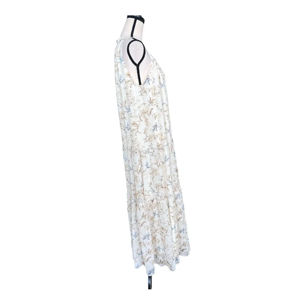 Anthropologie DREW Naomi Vintage Cream and Blue Floral Maxi Dress Size L - Image 4