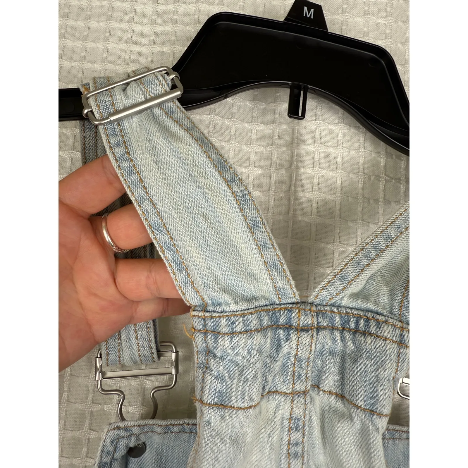 GAP Denim 100% Cotton Light Wash Straight Leg Overalls w/ Pockets - Image 9