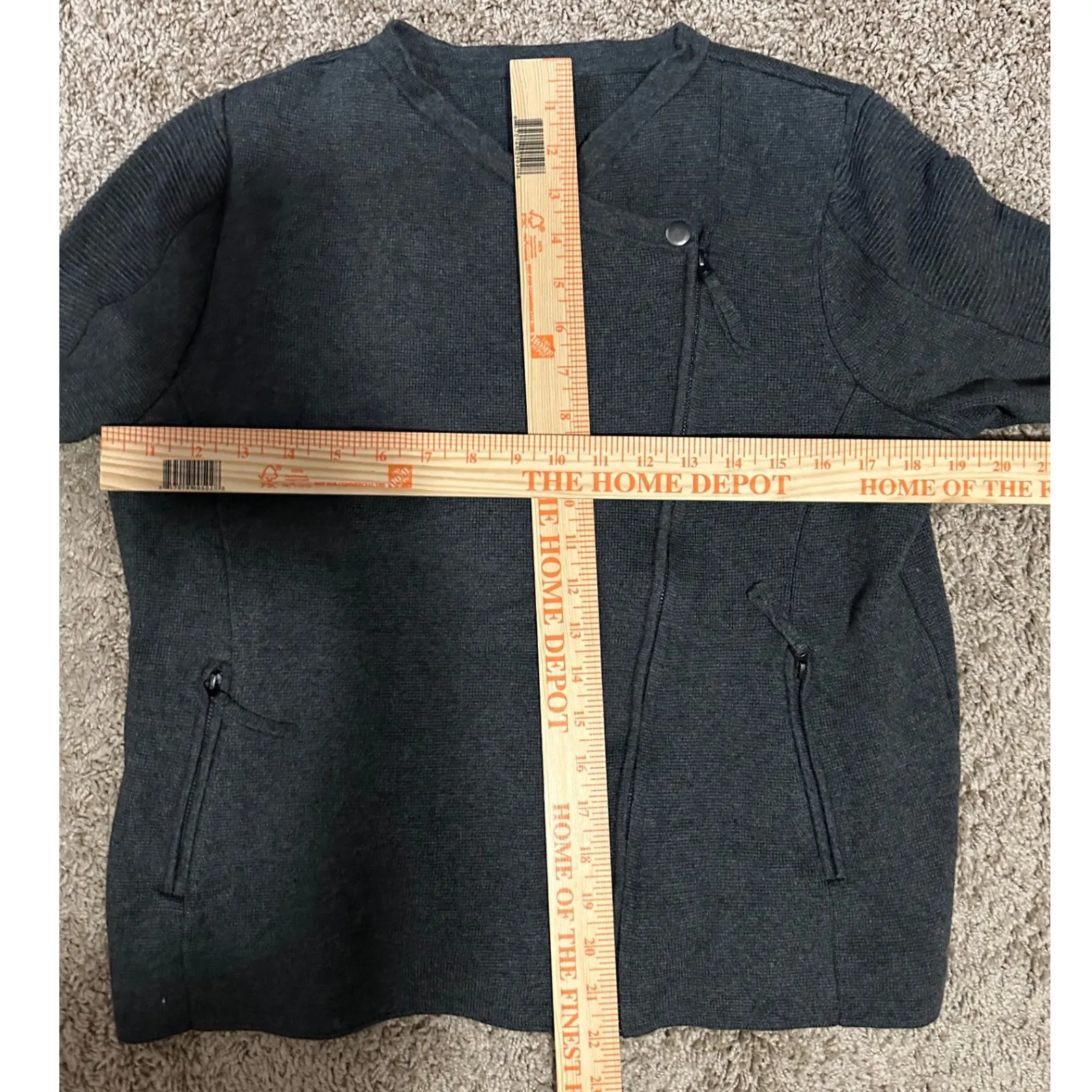 Talbots Women's Charcoal Gray Heavy Knit Moto Jacket Cardigan Size L EUC - Image 7