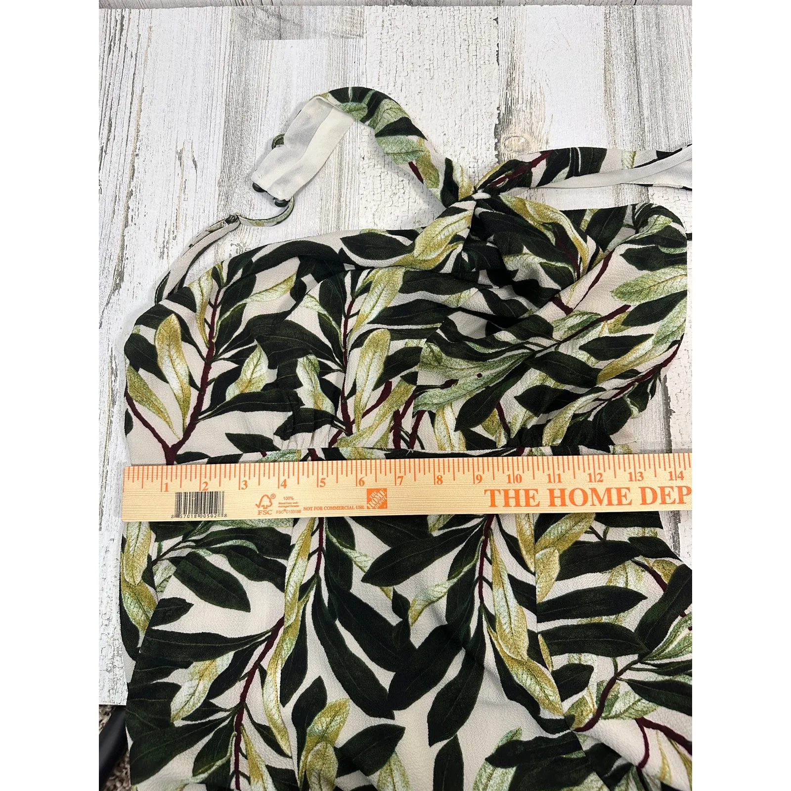 Dress Forum Tropical Maxi Dress S | Tan Green | Halter | Ruffle Hem | MSRP $88 - Image 7