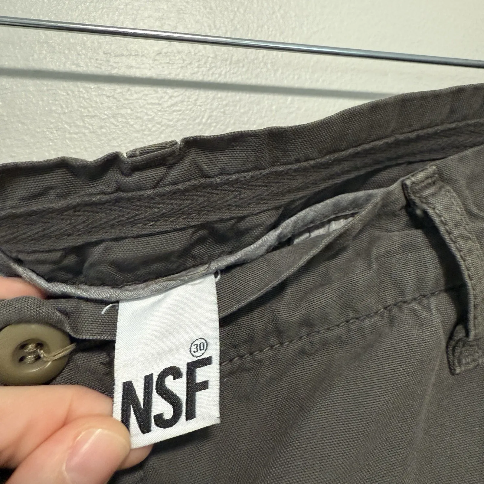 NSF‎ Basquiat Green Cargo Cotton Pants with Embroidered Side Stripe Size 30 - Image 2