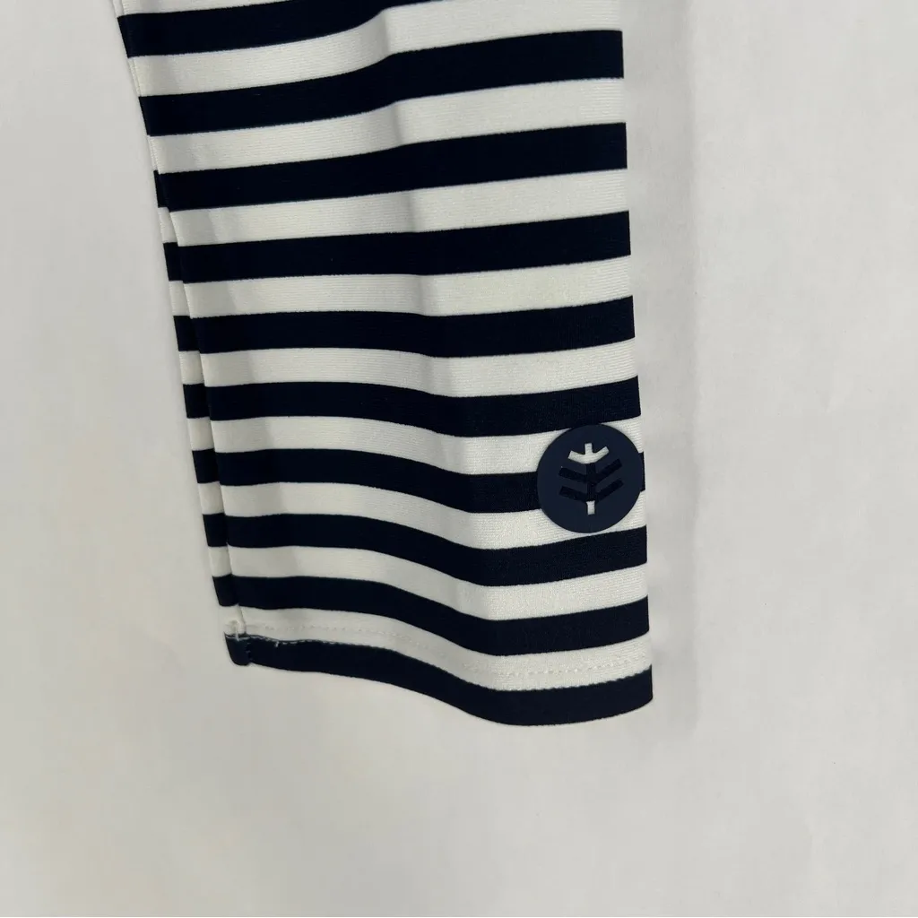 Coolibar Bayfront Rash Guard Bra Top Long Sleeve Zipper Sides Striped NWT Size M Blue Size M - Image 12