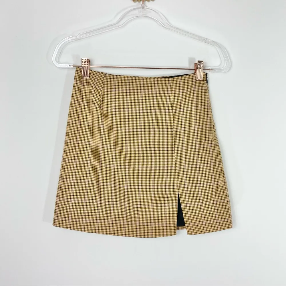 LULUS HANDLE YOUR BUSINESS PLAID SKIRT Yellow Size XS - Image 2