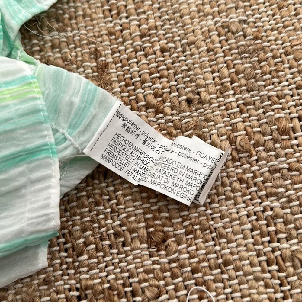 Zara Neon Green Plaid Elastic Smocked Ruffle Crop Top Blouse Size Small - Image 7