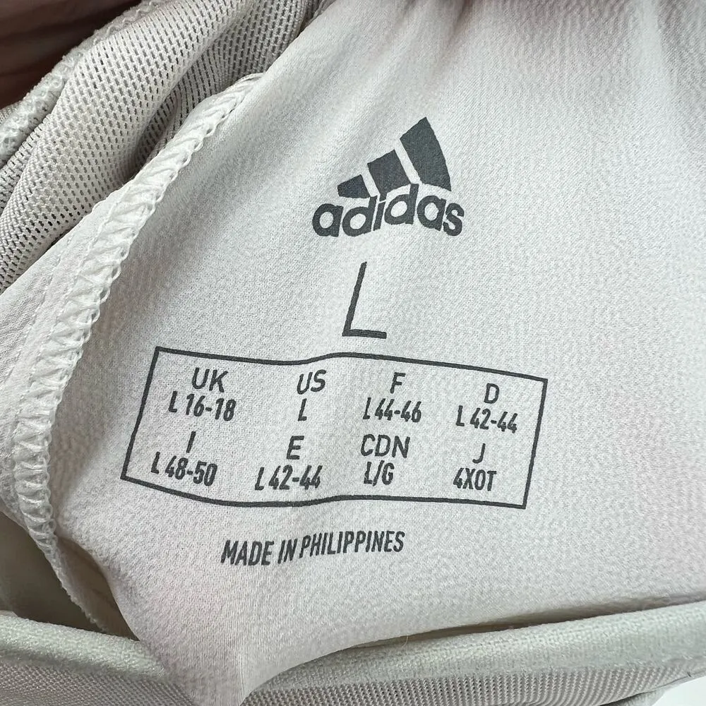 Adidas off white beige pull on track pants pockets mesh band size large - Image 8