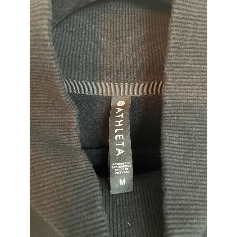 Athleta Cozy Karma Side Zip Funnel Neck Sweatshirt Black M - Image 2