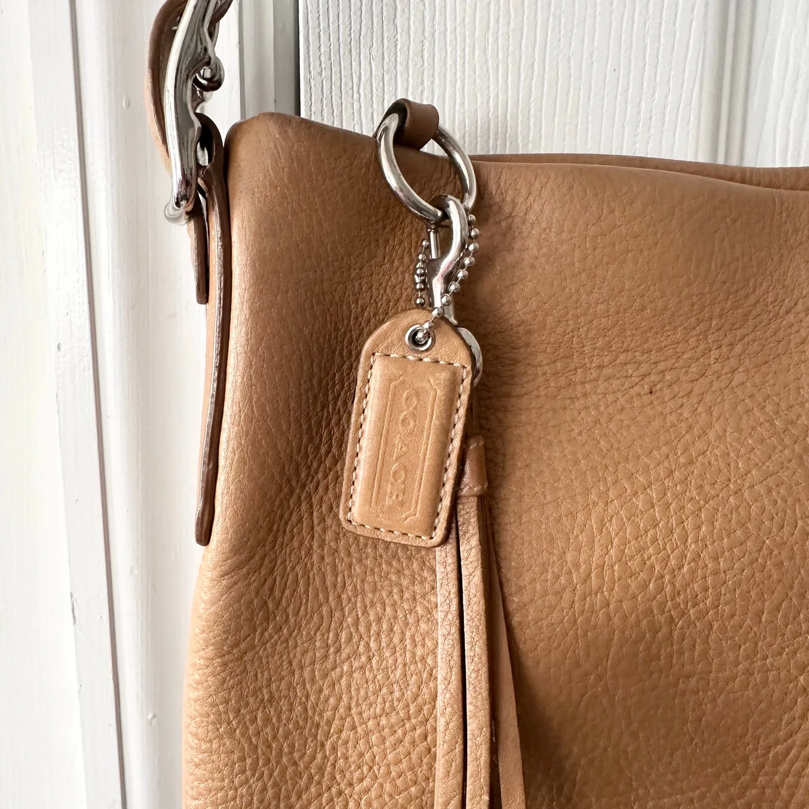 Coach Camel Tan Legacy Pebbled Leather Signature Liner Y2K Crossbody Bag F03796 - Image 7