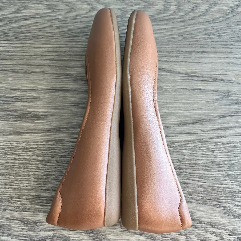 Naturalizer Vivienne Flat English Tea Leather Size 9 1/2 Ballet Flats Tan Carmel - Image 8