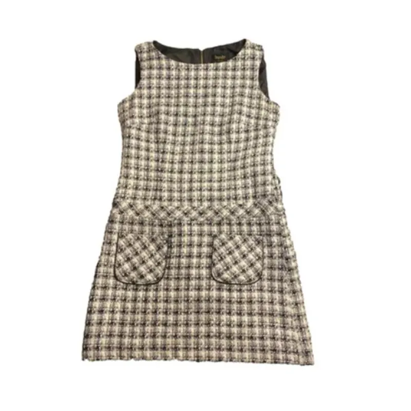Vintage Preppy Academia Tweed Sleeveless Mini Dress Laundry by Shelli Segal 4 - Image 2